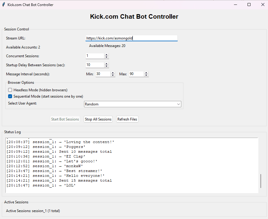 Kick Chatbot Undetected product screenshot
