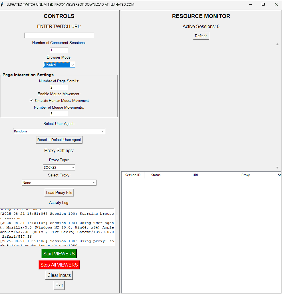 Twitch Viewbot Proxy product screenshot
